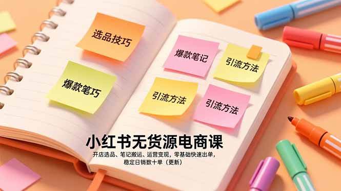 （17018期）小红书无货源电商课，开店选品、笔记搬运、运营变现，零基础快速出单，稳定日销数十单（更新）-泰戈创艺资源库