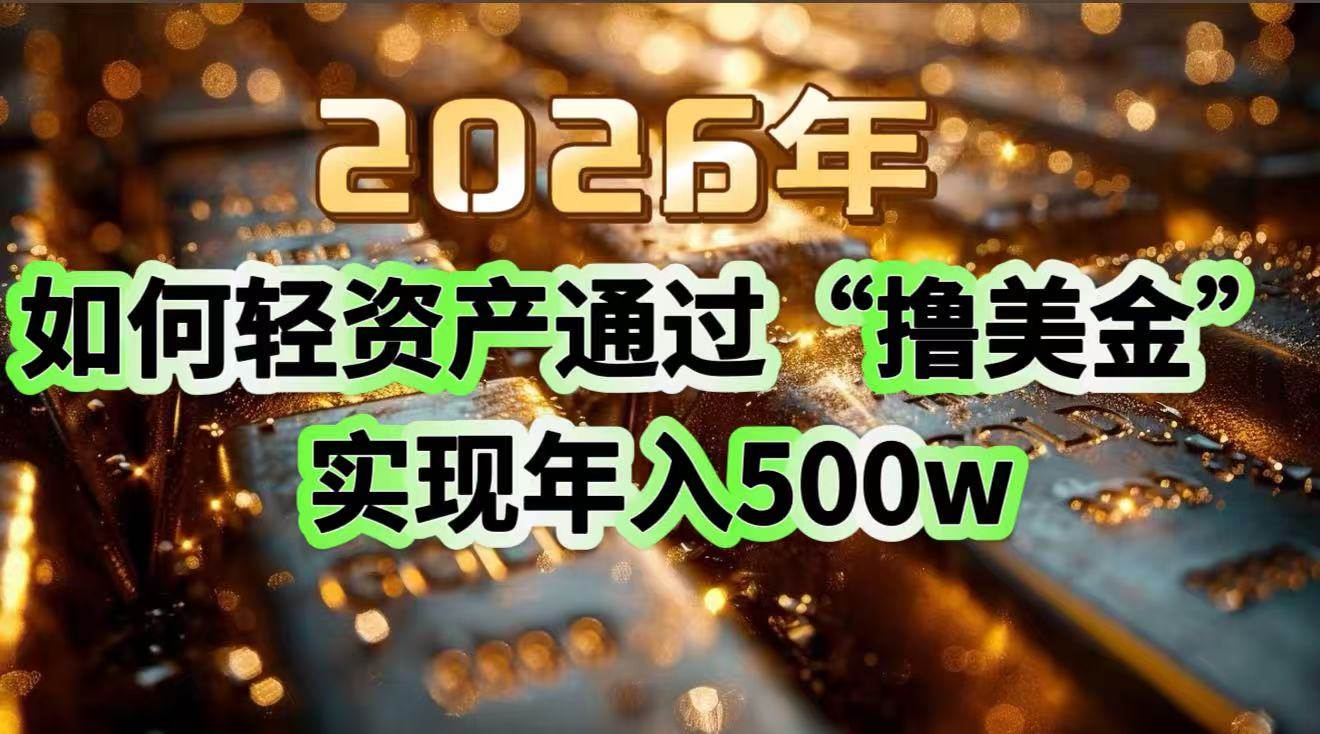 （17033期）2026年如何轻资产通过“撸美金”实现年入500w-泰戈创艺资源库
