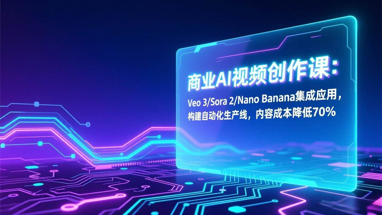 （17070期）商业AI视频创作课：Veo 3/Sora 2/Nano Banana集成应用，构建自动化生产线，内容成本降低70%-泰戈创艺资源库