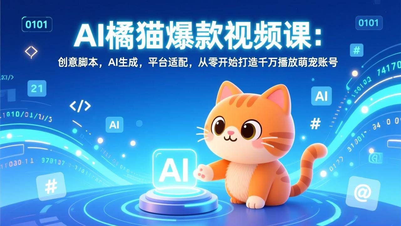 （17091期）AI橘猫爆款视频课：创意脚本，AI生成，平台适配，从零开始打造千万播放萌宠账号-泰戈创艺资源库