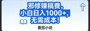 （17142期）番茄小说赚稿费邪修玩法无需成本，日入1000+，超级简单！-泰戈创艺资源库