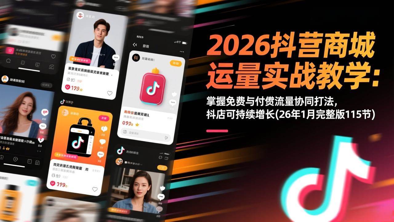 （17165期）2026抖音商城运营实战教学：掌握免费与付费流量协同打法，抖店可持续增长(26年1月完整版115节)-泰戈创艺资源库