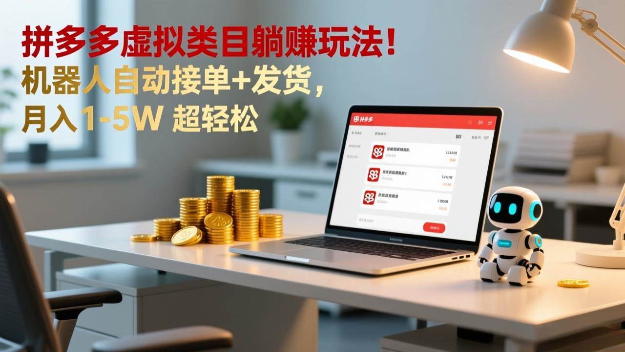 （17174期）多多虚拟类目躺赚玩法！机器人自动接单+发货，月入 1-5W 超轻松-泰戈创艺资源库