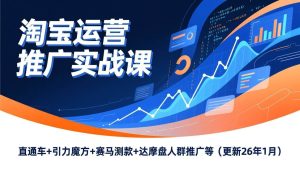 (17200期)淘宝运营推广实战课,直通车+引力魔方+赛马测款+达摩盘人群推广等(更新26年1月)-泰戈创艺资源库