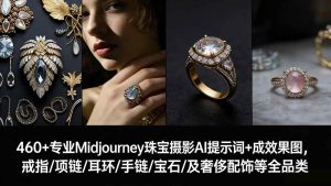 （17272期）460+专业Midjourney珠宝摄影AI提示词+成效果图，戒指/项链/耳环/手链/宝石/及奢侈配饰等全品类-泰戈创艺资源库