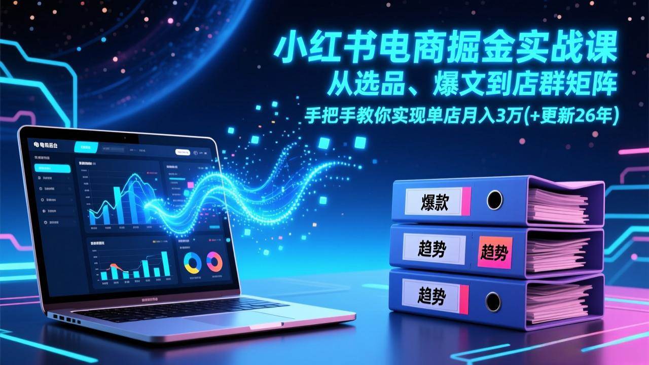 （17290期）小红书电商掘金实战课，从选品、爆文到店群矩阵，手把手教你实现单店月入3万+(更新26年)-泰戈创艺资源库