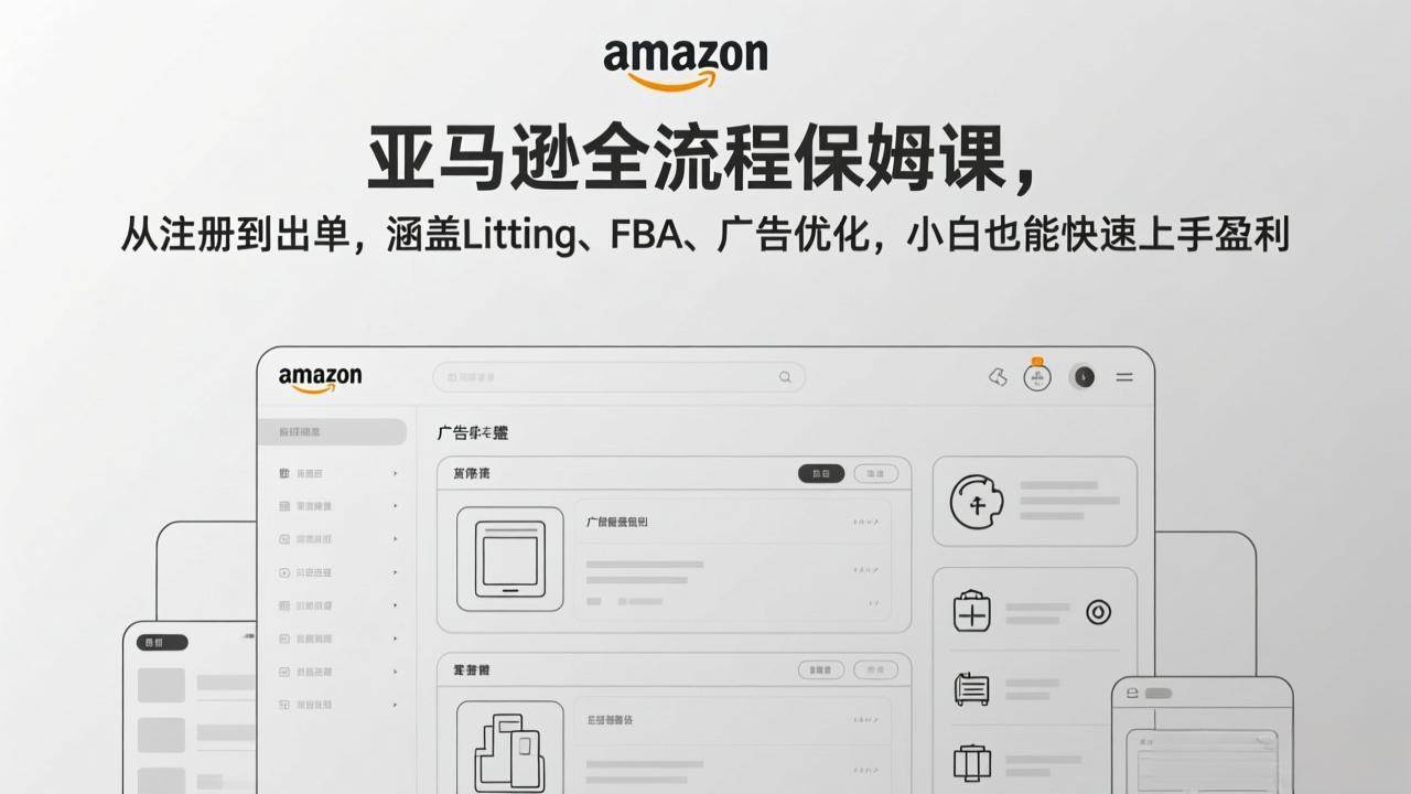 （17293期）亚马逊全流程保姆课，从注册到出单，涵盖Listing、FBA、广告优化，小白也能快速上手盈利-泰戈创艺资源库