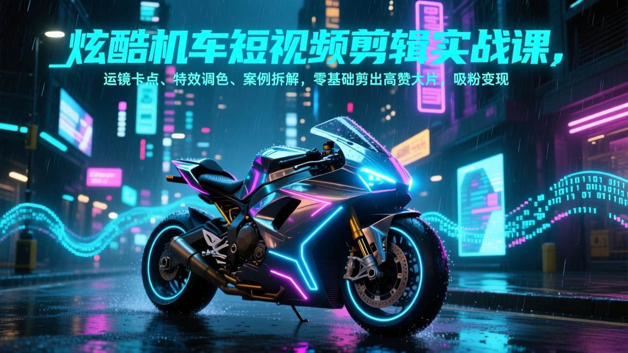 （17304期）炫酷机车短视频剪辑实战课，运镜卡点、特效调色、案例拆解，零基础剪出高赞大片，吸粉变现-泰戈创艺资源库