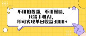 （17310期）不用拍视频，不用露脸，只需手机ai，即可实现单日收益3000+-泰戈创艺资源库