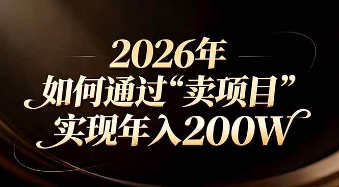 （17309期）站在2026年的十字路口：一个普通人如何通过卖项目实现年入200万-泰戈创艺资源库