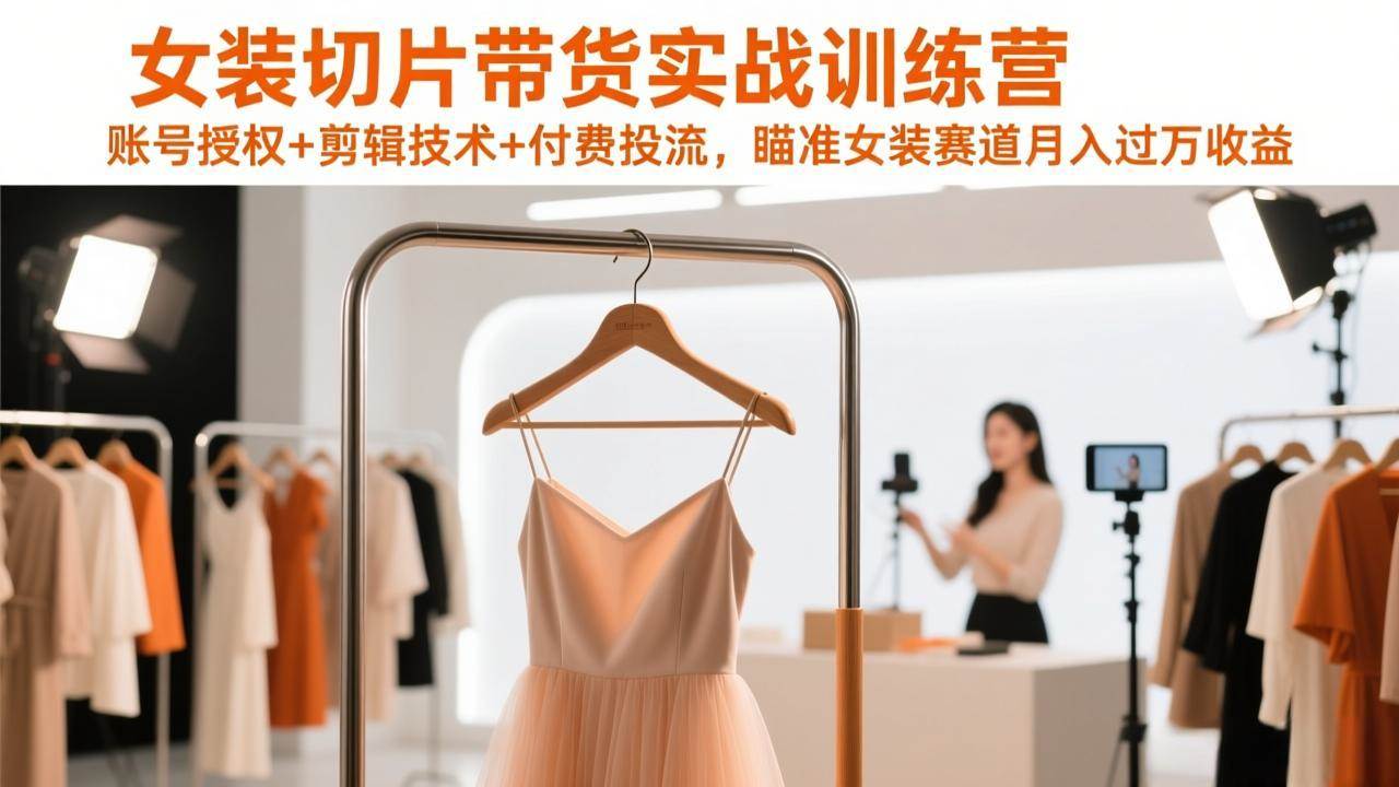 （17357期）女装切片带货实战训练营，账号授权+剪辑技术+付费投流，瞄准女装赛道月入过万收益-泰戈创艺资源库