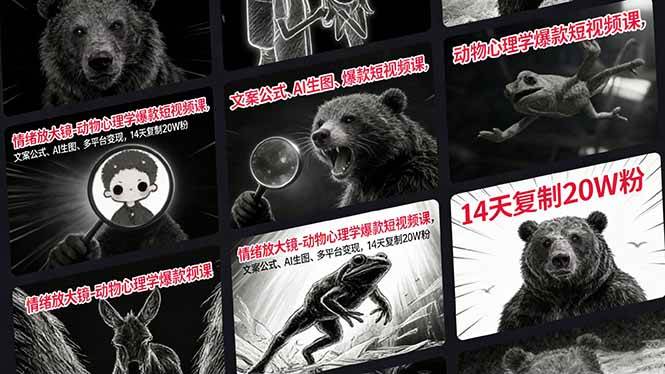 （17376期）情绪放大镜-动物心理学爆款短视频课，文案公式、AI生图、多平台变现，14天复制20W粉-泰戈创艺资源库