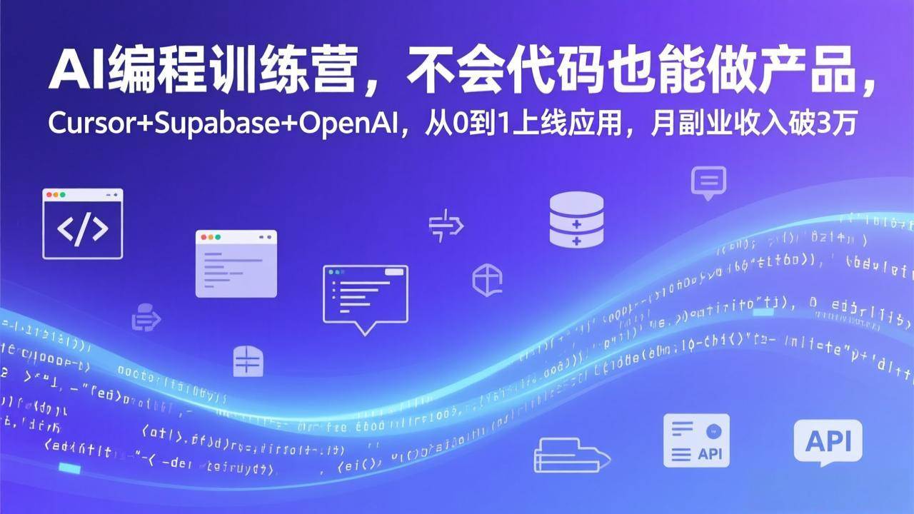 （17388期）AI编程训练营，不会代码也能做产品，Cursor+Supabase+OpenAI，从0到1上线应用，月副业收入破3万-泰戈创艺资源库