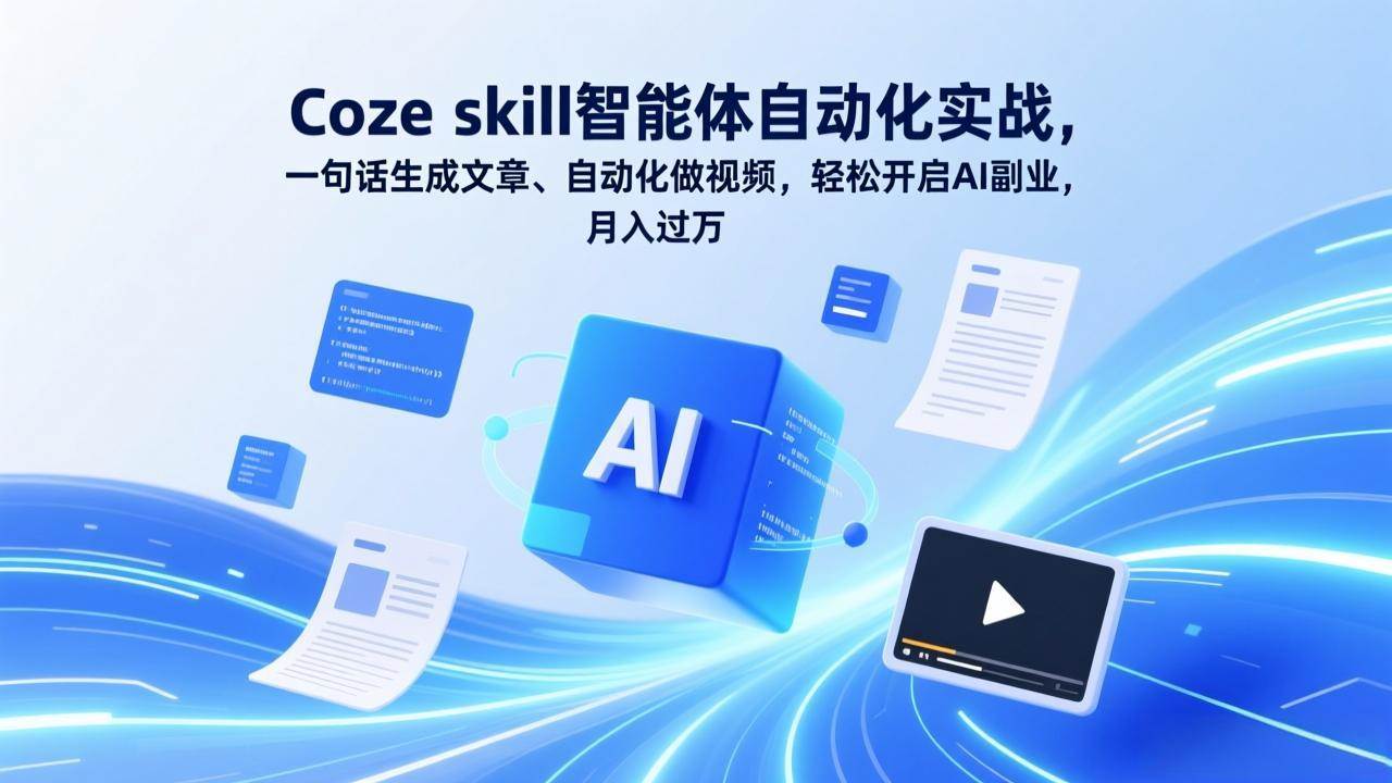 （17399期）Coze skill智能体自动化实战，一句话生成文章、自动化做视频，轻松开启AI副业，月入过万-泰戈创艺资源库