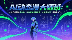 （17402期）AI动态漫剧大师班：人设分镜剧情全自动，学完直接发稿变现，全链路变现，月接单3万+-泰戈创艺资源库