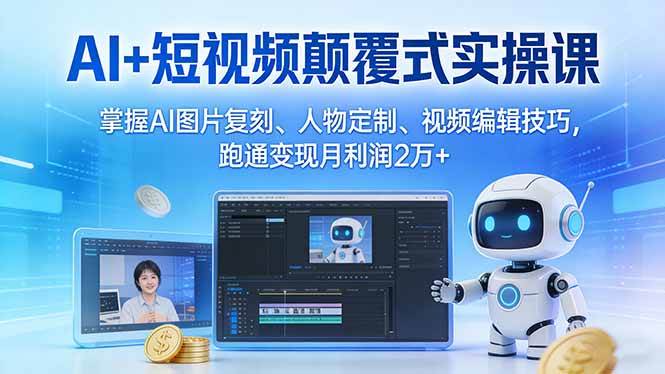 （17454期）AI+短视频颠覆式实操课：掌握AI图片复刻、人物定制、视频编辑技巧，跑通变现月利润2万+-泰戈创艺资源库