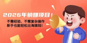 （17448期）2026年躺赚项目！不需经验、不需复杂操作，新手也能轻松出海搞钱！-泰戈创艺资源库