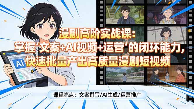 （17461期）漫剧高阶实战课：掌握“文案+AI视频+运营”的闭环能力，快速批量产出高质量漫剧短视频-泰戈创艺资源库