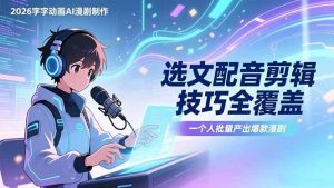 (17477期)2026字字动画AI漫剧制作-1期,选文配音剪辑技巧全覆盖,一个人就能批量产出爆款漫剧-泰戈创艺资源库