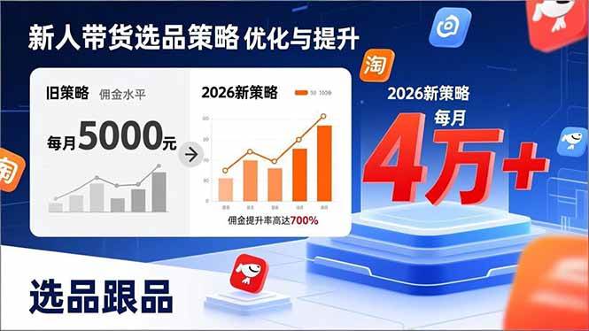 （17480期）新人带货别瞎选品！这套2026全新选品跟品策略，让我的佣金从0做到每月4万+-泰戈创艺资源库