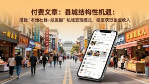 （17518期）付费文章：县城结构性机遇：搭建“本地社群+朋友圈”私域变现模式，稳定获取副业收入-泰戈创艺资源库