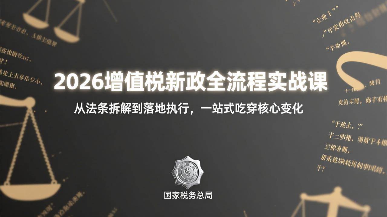 （17529期）2026增值税新政全流程实战课：从法条拆解到落地执行，一站式吃透核心变化-泰戈创艺资源库