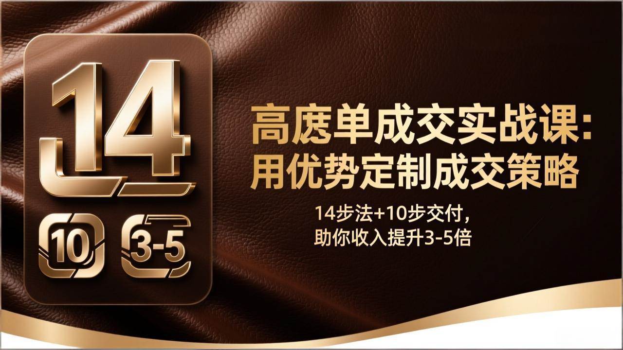 （17572期）高客单成交实战课：用优势定制成交策略，14步法+10步交付，助你收入提升3-5倍-泰戈创艺资源库