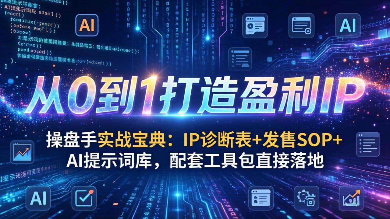 （17593期）操盘手实战宝典：IP诊断表+发售SOP+AI提示词库，配套工具包直接落地，从0到1打造盈利IP-泰戈创艺资源库