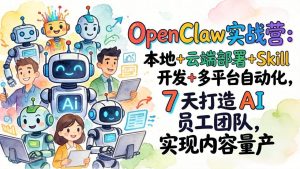 （17626期）OpenClaw实战营：本地+云端部署+Skill开发+多平台自动化，7 天打造 AI 员工团队，实现内容量产-泰戈创艺资源库
