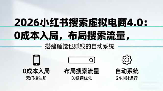 （17659期）2026小红书搜索虚拟电商4.0：0成本入局，布局搜索流量，搭建睡觉也赚钱的自动系统-泰戈创艺资源库