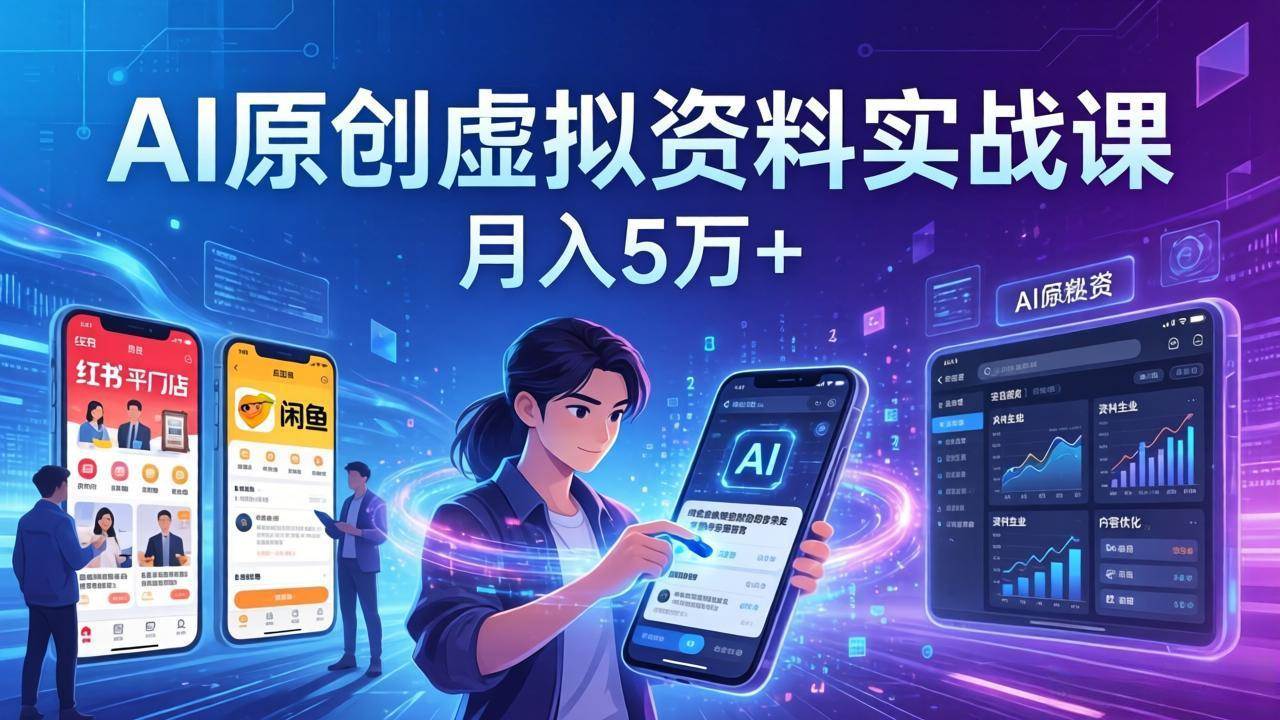 （17657期）AI原创虚拟资料实战课：2026新机会，小红书闲鱼开店，普通人用AI轻松变现，月入5万+-泰戈创艺资源库