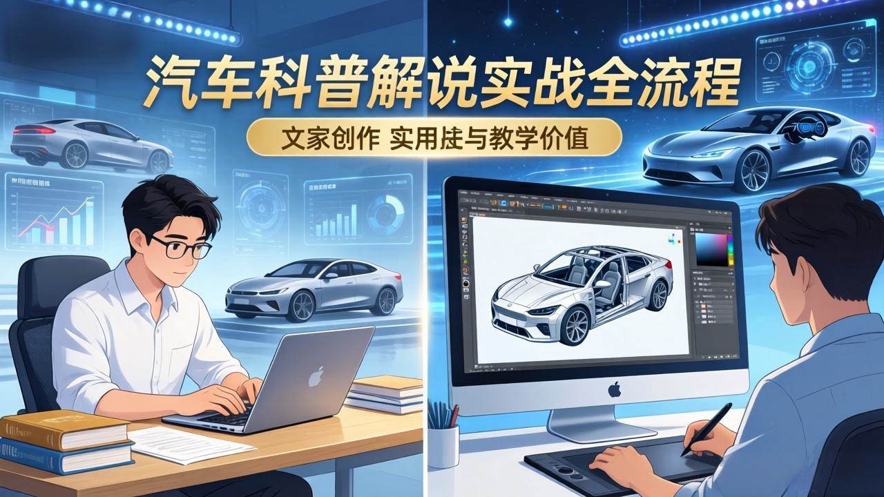 （17665期）抖音汽车科普解说实战：文案+动画+画面处理+去水印全流程，打造专业汽车科普视频-泰戈创艺资源库
