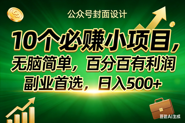 （17694期）10个必赚小项目，无脑简单，百分百有利润，副业首选，日入400+-泰戈创艺资源库