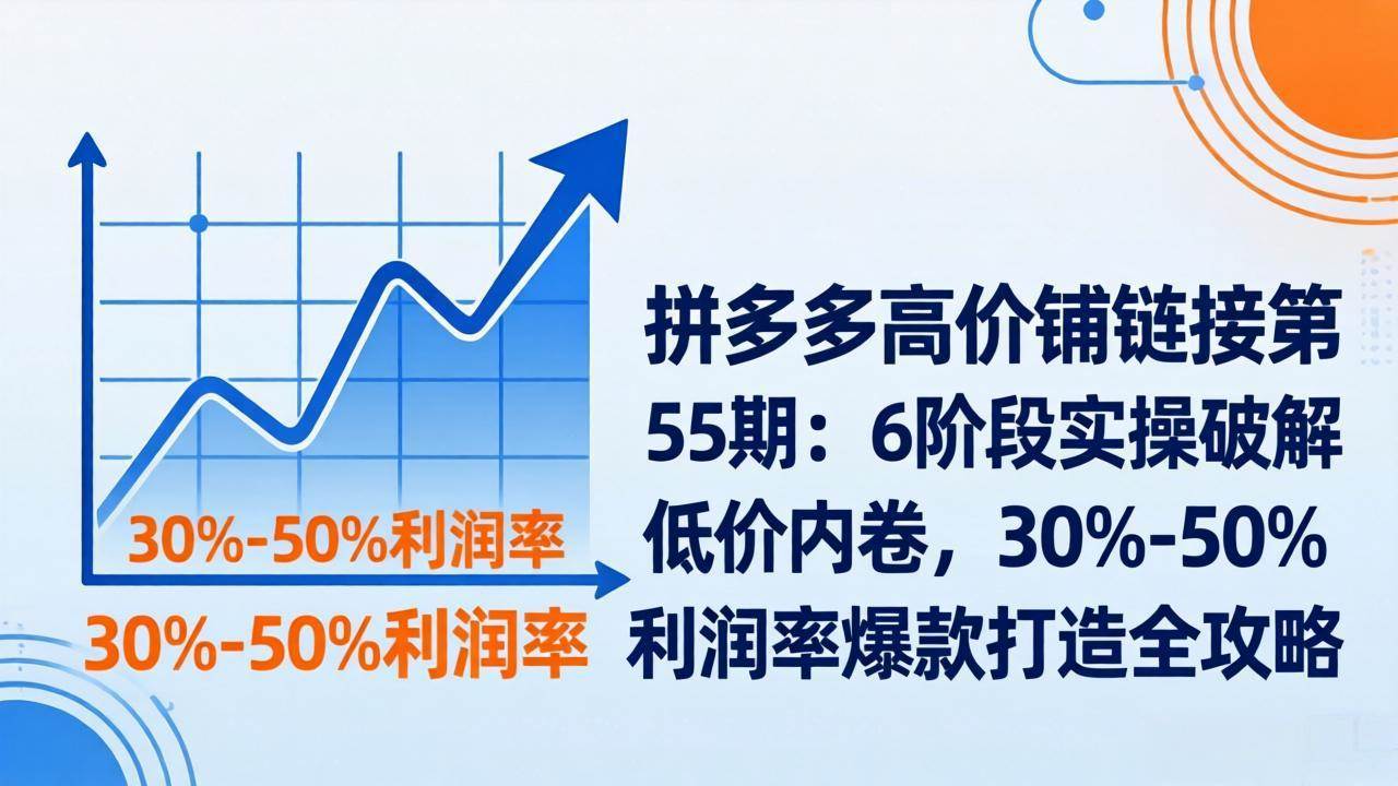 （17698期）拼多多高价铺链接第55期：6阶段实操破解低价内卷，30%-50%利润率爆款打造全攻略-泰戈创艺资源库