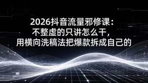 （17725期）2026抖音流量邪修课：不整虚的只讲怎么干，用横向洗稿法把爆款拆成自己的-泰戈创艺资源库