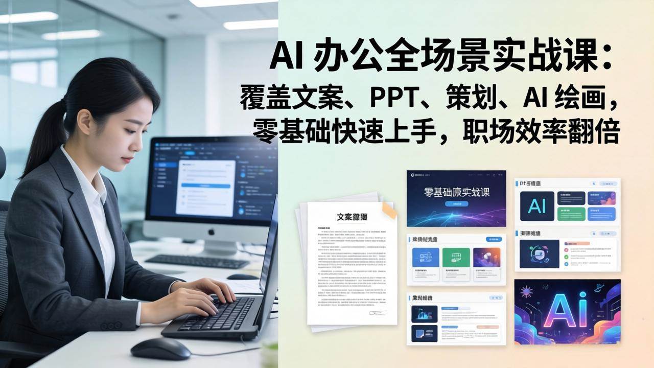 （17732期） AI 办公全场景实战课：覆盖文案、PPT、策划、AI 绘画，零基础快速上手，职场效率翻倍-泰戈创艺资源库