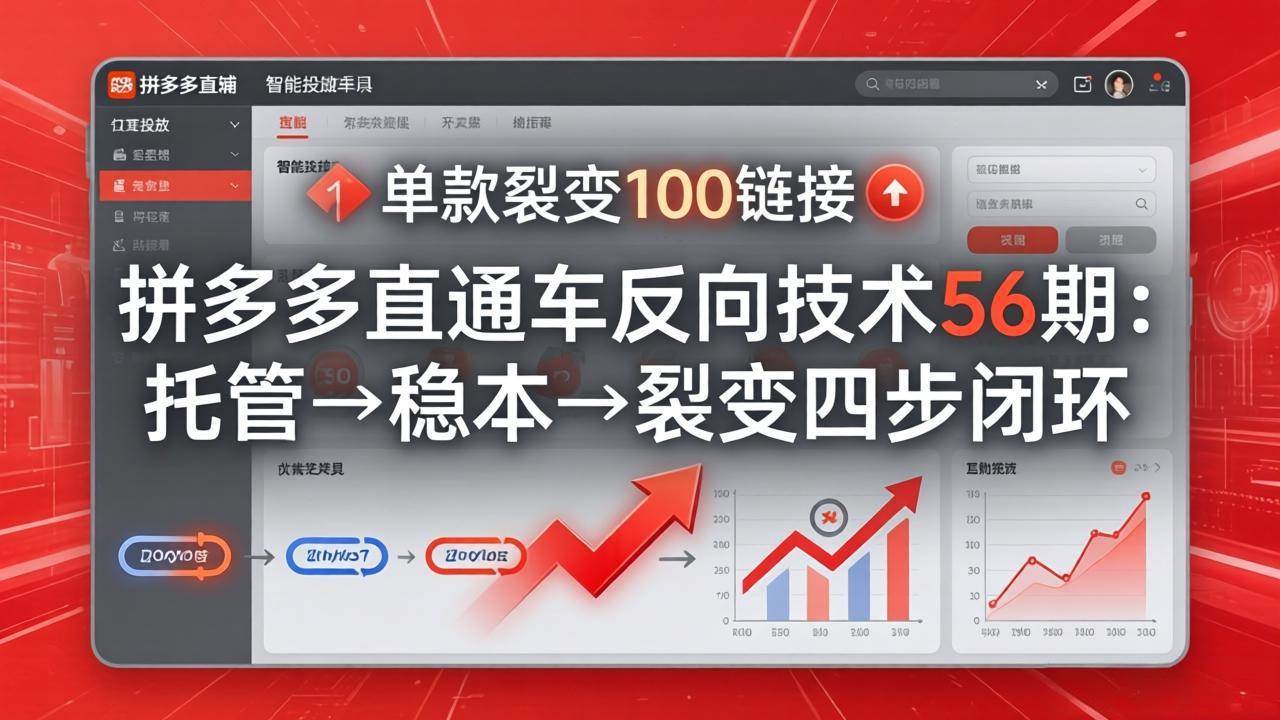 （17737期）拼多多直通车反向技术56期：托管→稳本→裂变四步闭环，单款裂变100链接抢占核心流量-泰戈创艺资源库