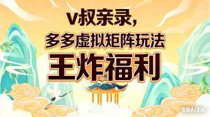 (17733期)v叔亲录,多多虚拟矩阵玩法,王炸福利限时领取-泰戈创艺资源库