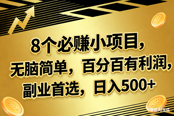（17793期）10个必赚的小项目，百分百有利润，无脑简单，副业首选，日入300+-泰戈创艺资源库