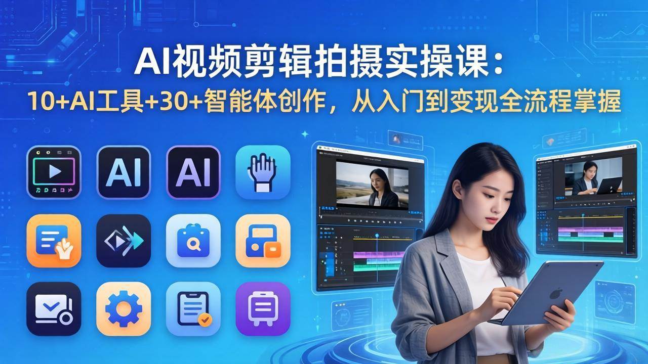 （17818期）AI 视频剪辑拍摄实操课：10+AI工具+30+智能体创作，从入门到变现全流程掌握-泰戈创艺资源库