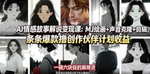(17821期)AI情感故事解说变现课:MJ绘画+声音克隆+剪辑,条条爆款撸创作伙伴计划收益-泰戈创艺资源库
