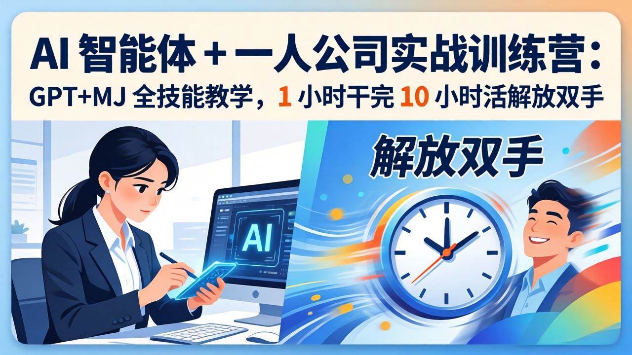 （17834期）AI 智能体 + 一人公司实战训练营：GPT+MJ 全技能教学，1 小时干完 10 小时活解放双手-泰戈创艺资源库