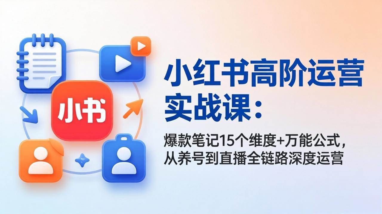（17844期）小红书高阶运营实战课：爆款笔记15个维度+万能公式，从养号到直播全链路深度运营-泰戈创艺资源库