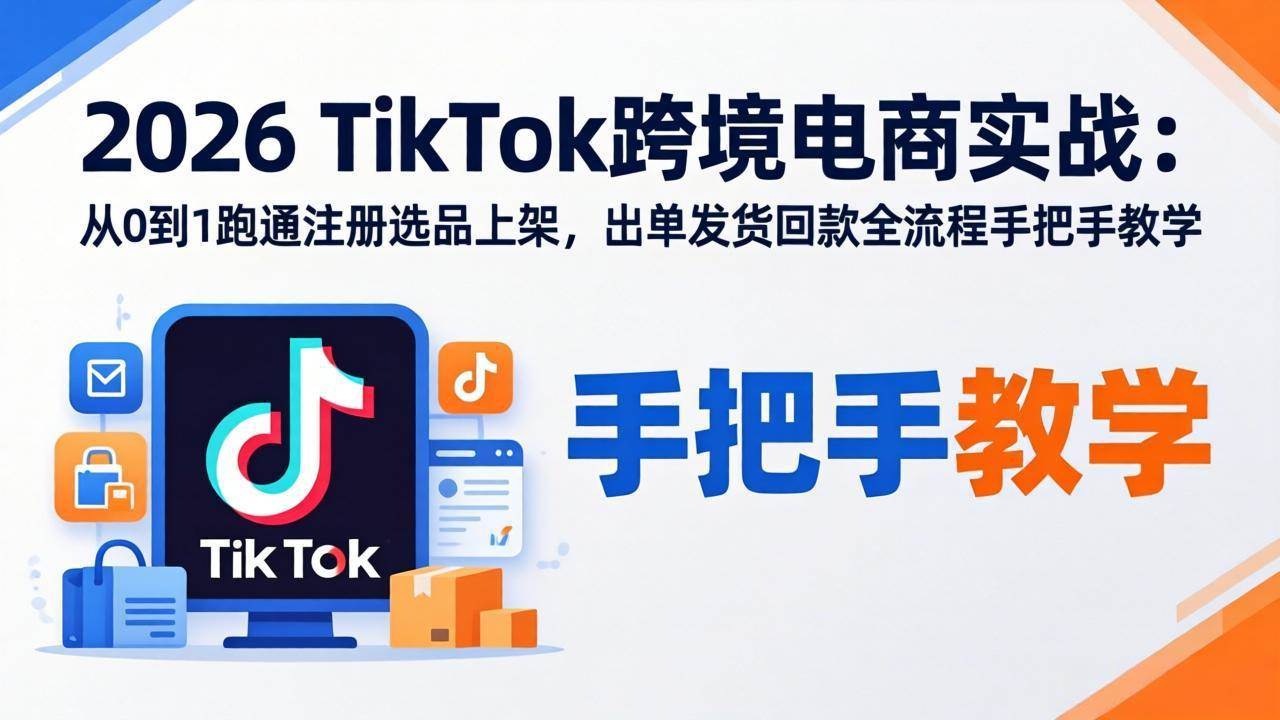 （17850期）2026TikTok跨境电商实战：从0到1跑通注册选品上架，出单发货回款全流程手把手教学-泰戈创艺资源库