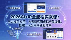 (17863期)2026AI+IP全流程实战课:从大模型应用、内容获客到虚拟产品变现,搭建一人公司商业化体系-泰戈创艺资源库