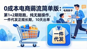 （17880期）0成本电商薅流简单版：第1+2期陪跑，纯无脑操作，一件代发正规长期，10天出单-泰戈创艺资源库