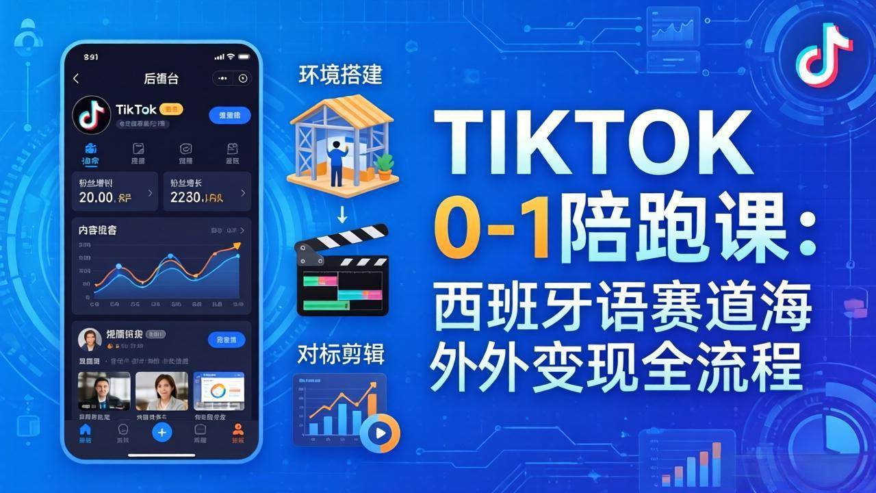 （17908期）TIKTOK 0-1 陪跑课：从环境搭建到刷对标剪辑，西班牙语赛道海外变现全流程-泰戈创艺资源库
