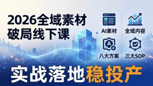 （17942期）2026全域素材破局线下课：AI素材+全域内容+八大方案+三大SOP，实战落地稳投产-泰戈创艺资源库