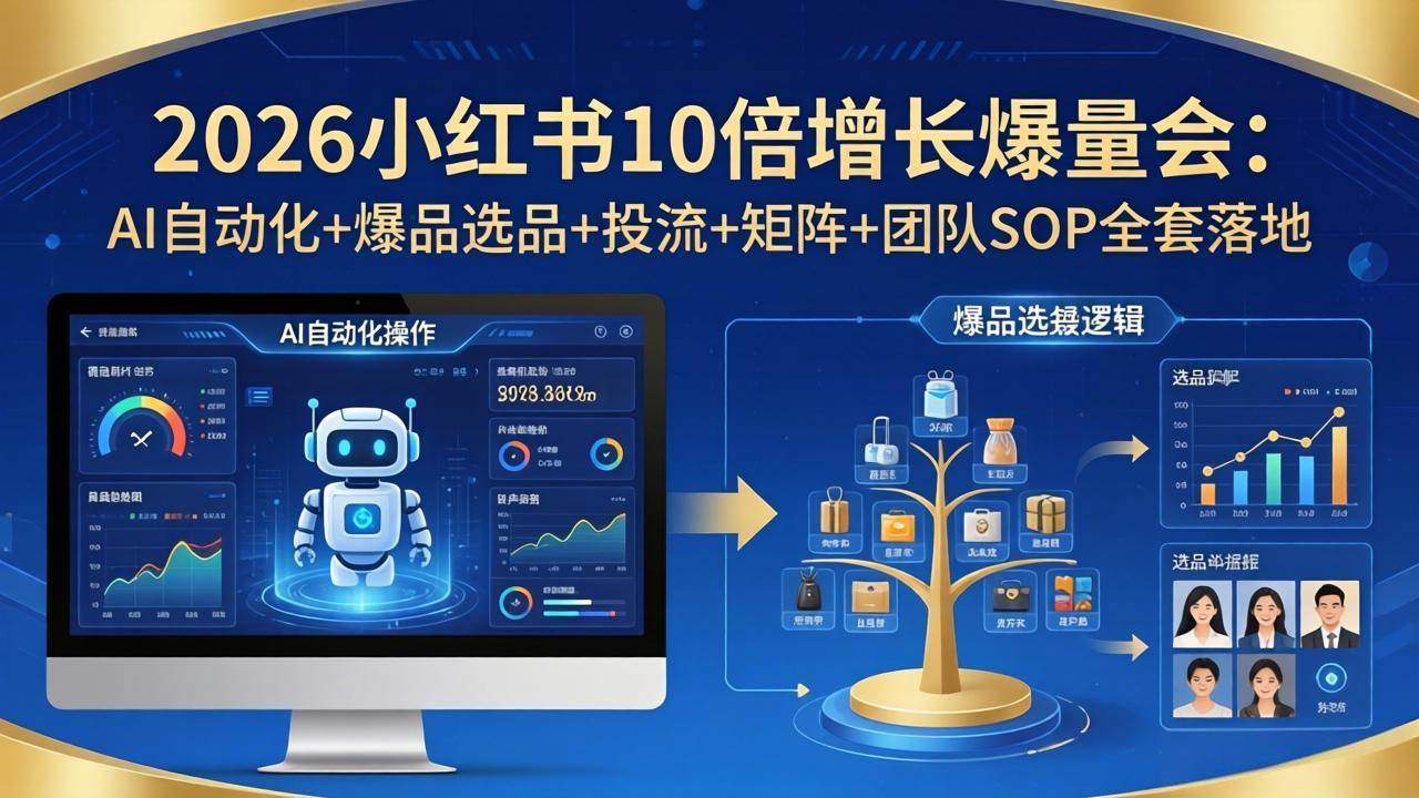 （17964期）2026小红书10倍增长爆量会：AI自动化+爆品选品+投流+矩阵+团队SOP全套落地-泰戈创艺资源库