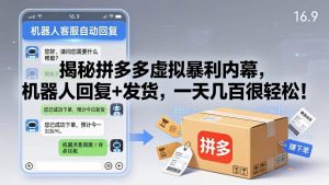 (17957期)揭秘拼多多虚拟暴利内幕,机器人回复+发货,一天几百很轻松!-泰戈创艺资源库